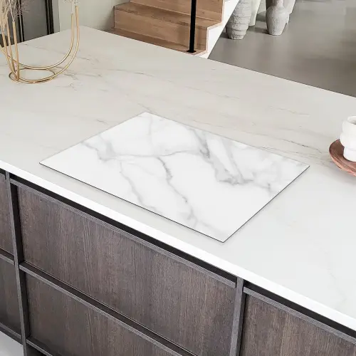 Marmer - Structuur - Wit - Grijs - Steen - Marmerlook Inductie beschermer vinyl 3mm klein -sfeer8