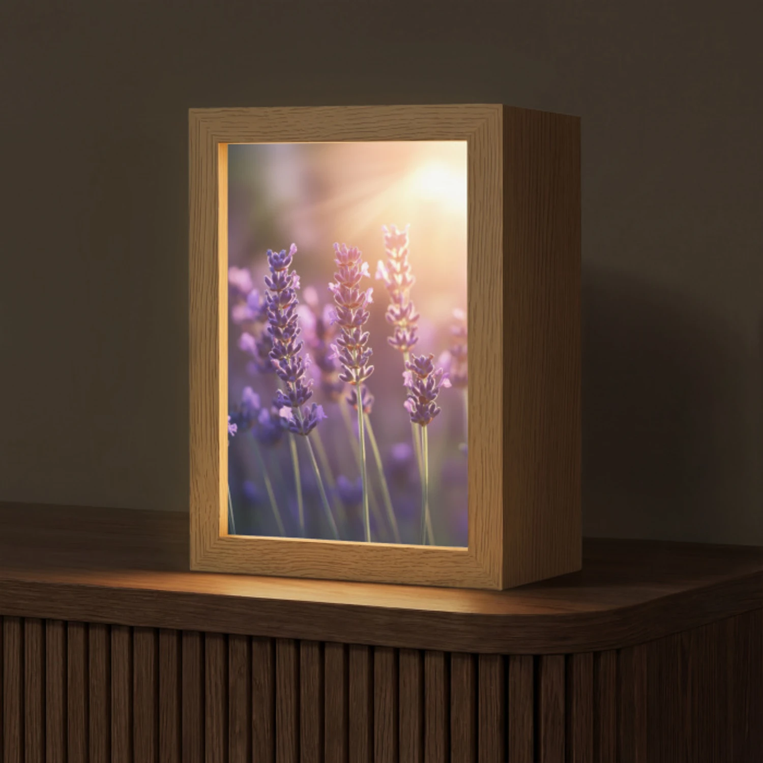 Lavendelbloemen - Paars - Zonlicht Light Box met kabel (Tafellamp) klein -z3d_website