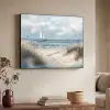 Zee - Zeilboot - Strand - Duinen - Vintage Textielframe zwart klein -sfeer3