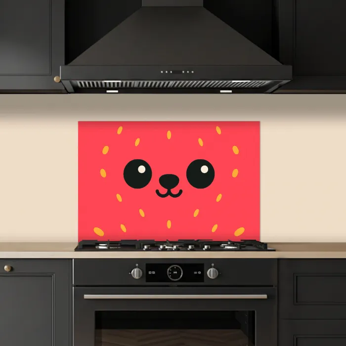 Kat - Aardbei - Cartoon keuken achterwand spatscherm klein -sfeer1