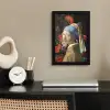 Meisje met de parel - Johannes Vermeer - Bloemen fotolijst zwart zonder passe partout klein -sfeer1