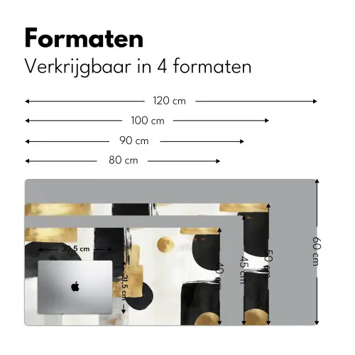 Goud - Rechthoeken - Cirkels - Abstract Muismat XXL klein -sfeer5