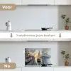 Zeilboot - Zon - Pier - Hout keuken achterwand spatscherm klein -voor_na_NL