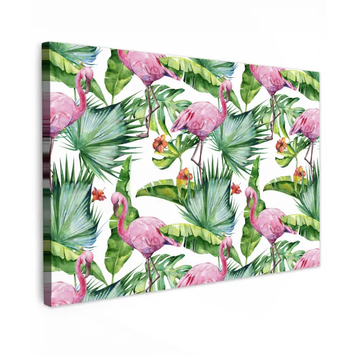 Bladeren - Flamingo - Bloemen - Jungle Tuinposter op houten frame 2 cm dik klein -3d
