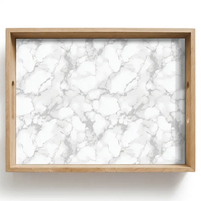 Tablett - Weiß - Marmor - Grau