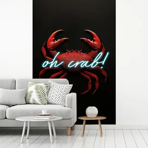Krab - Rood - Neon - Quote fotobehang vinyl groot -woonkamer