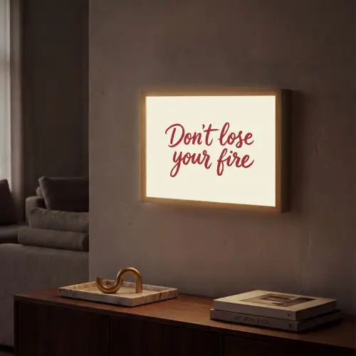 Don't lose your fire - Rood - Wit - Minimalistisch Light Box met batterij (Wandlamp) middel -sfeer1