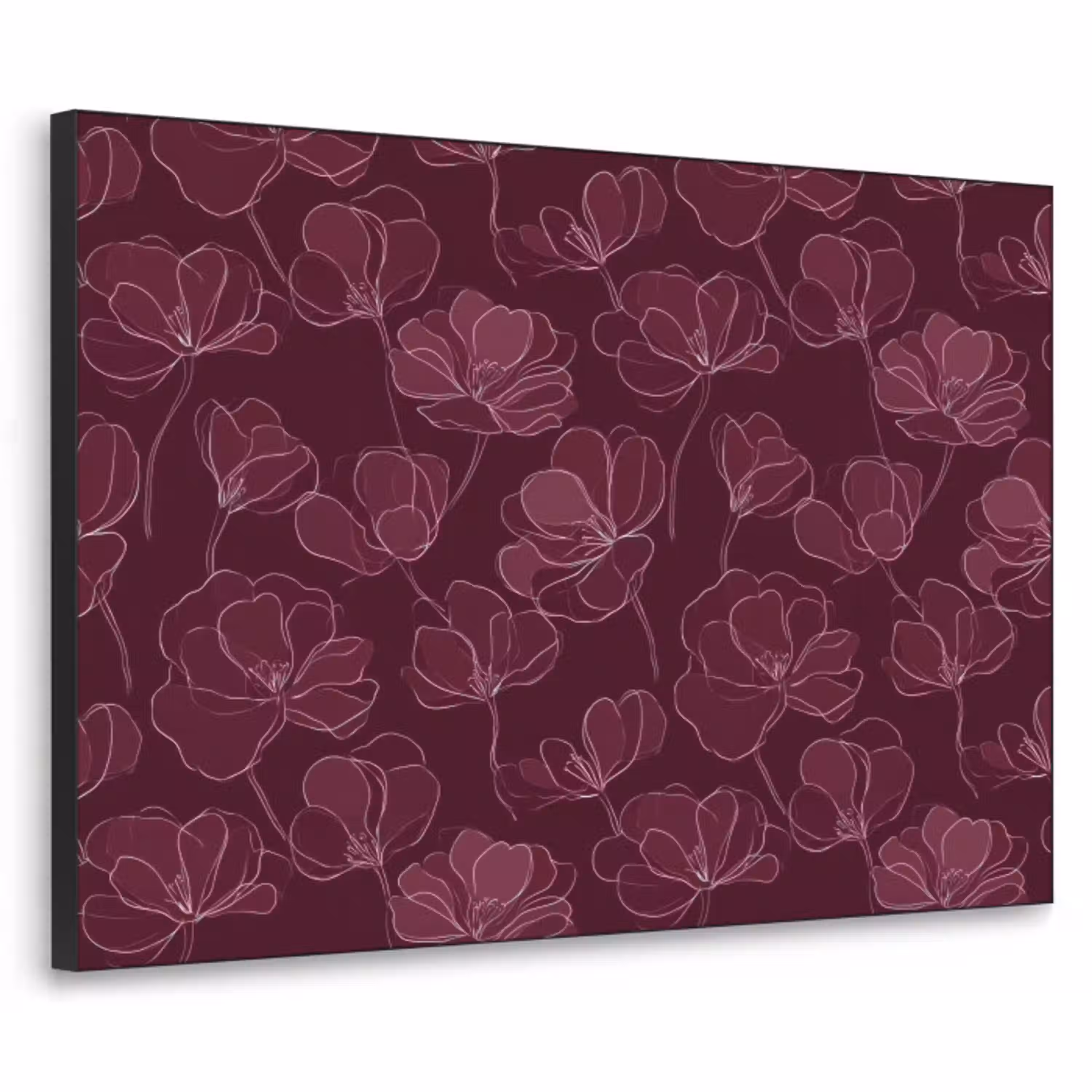 Bloemen - Patroon - Bordeauxrood Textielframe zwart klein 947 -3d