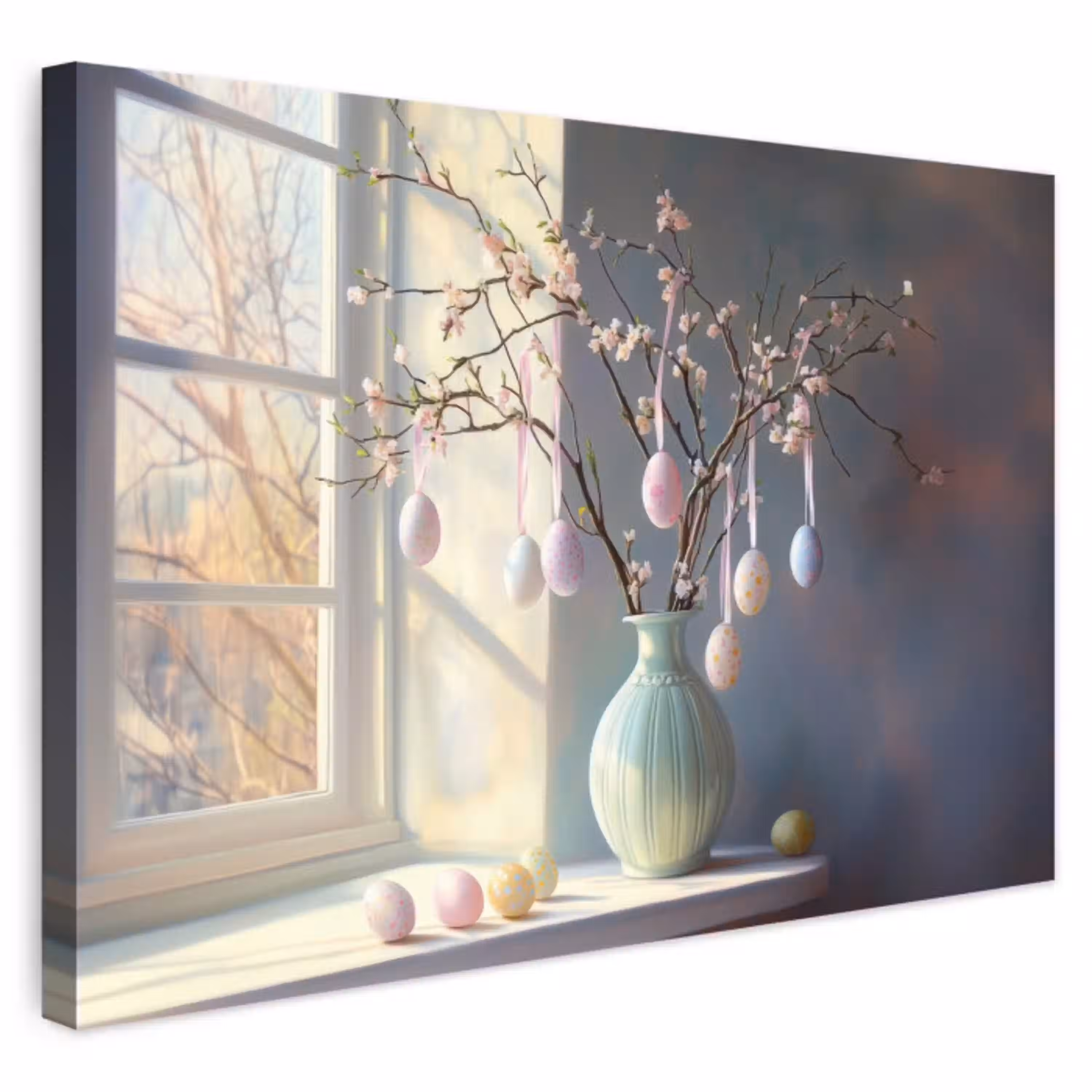 Stilleven - Vaas - Paastak Tuinposter op houten frame 2 cm dik klein -3d