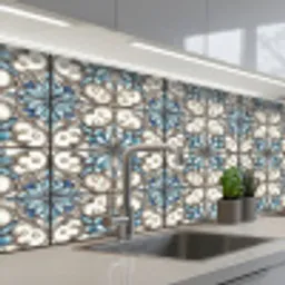 Barok - Tegel - Kleurrijk keuken achterwand 2 middel 871 -3d_schuin