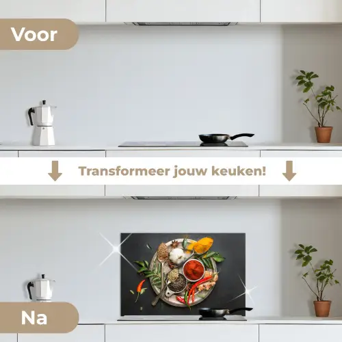 Smakenpalet keuken achterwand spatscherm klein -voor_na_NL