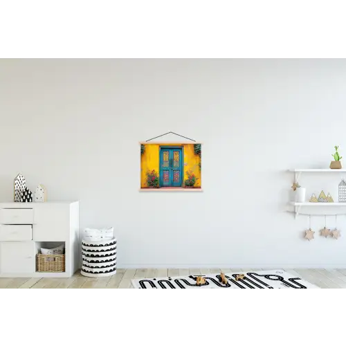 Deuren - Kleurrijk - Planten textielposter latten blank klein -kinderkamer