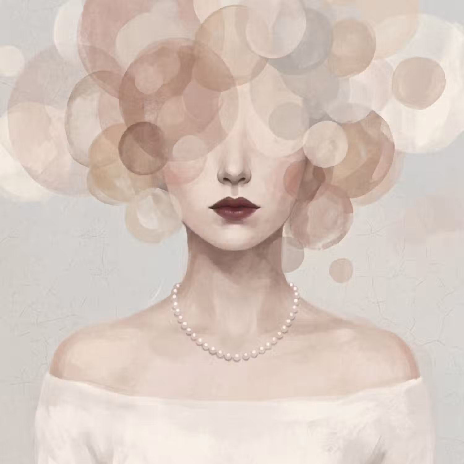 Behang - Vrouw - Cirkels - Beige