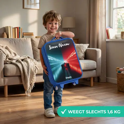 Raceauto - Verlichting - Neon - Rood Kinderkoffer - Blauw klein -sfeer2_NL