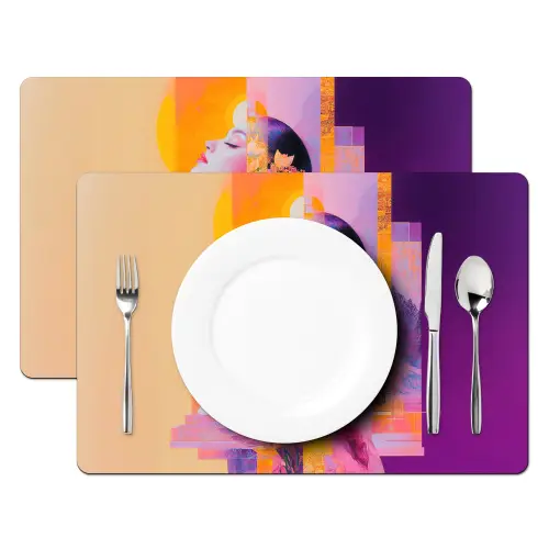 Abstract - Portret - Vrouw - Kleurrijk Placemat vinyl groot -zzsfeer2_Kitchenyeah-website