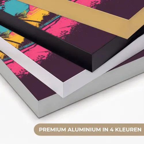 Golf - Kleurrijk - Zon - Palmbomen Textielframe zwart klein -USP_kleurenNL
