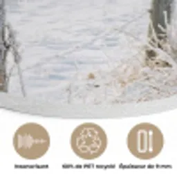 Hek - Sneeuw - Mist - Platteland - Nostalgisch Akoestische PET Vilt - Rond klein -closeup_FR