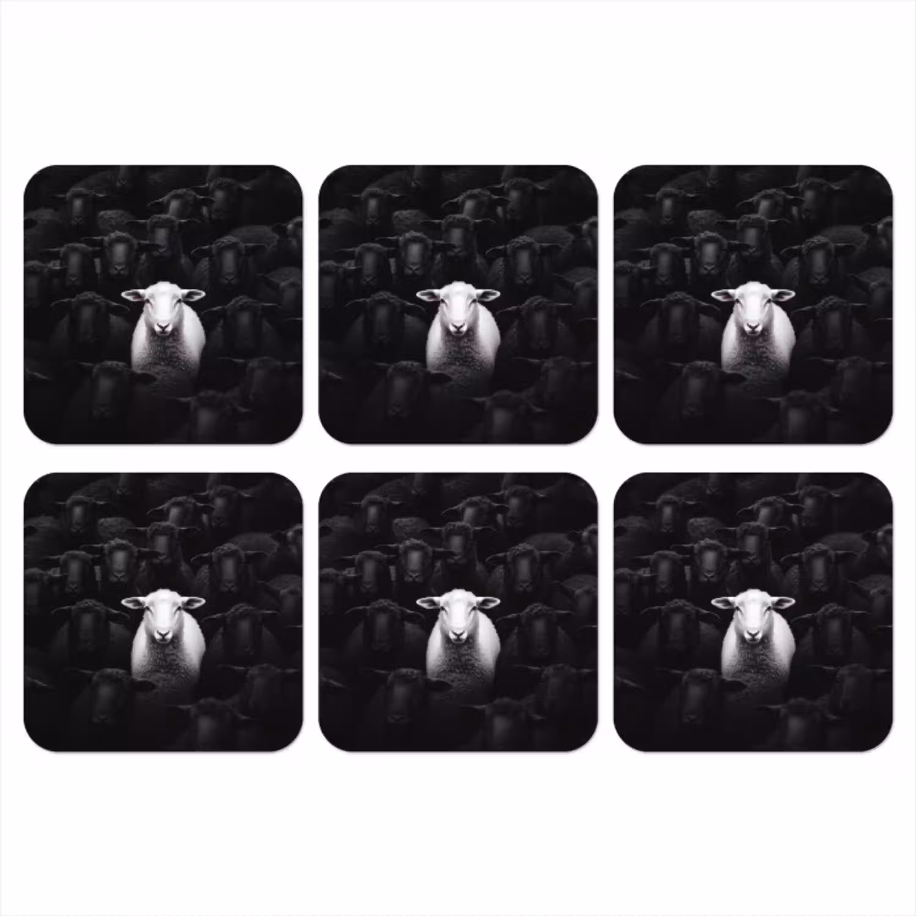 Schapen - Wit - Duisternis onderzetter kurk middel -3d