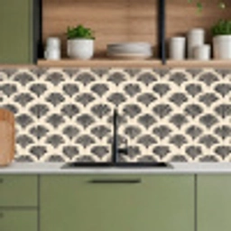 Waaiers - Botanisch - Zwart - Beige keuken achterwand 2 middel 871 -sfeer3
