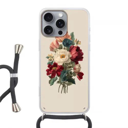 Boeket - Warme tinten - Elegant Hoesje iPhone 16 Pro Max met koord klein -3d