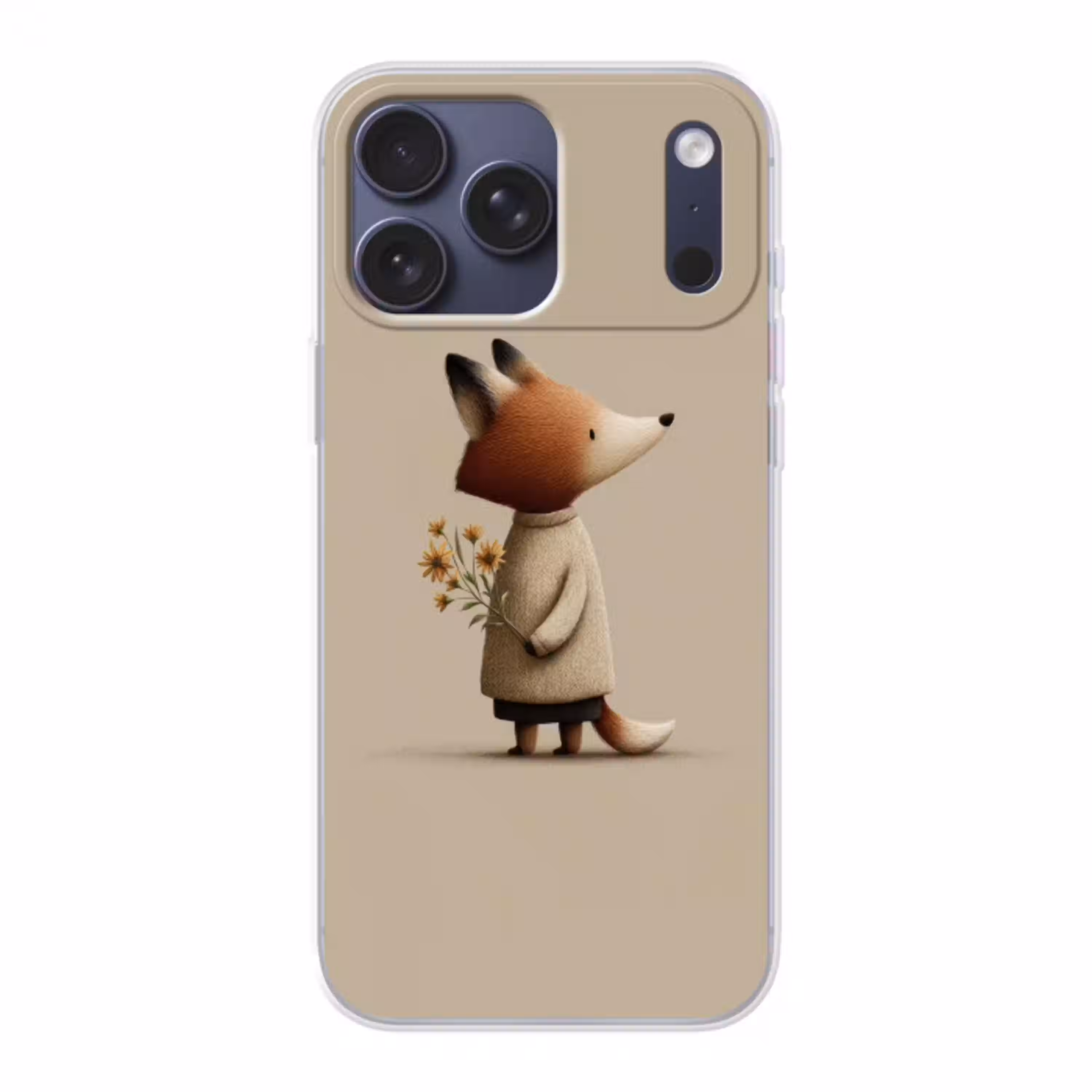 Vos - Gele bloemen - Minimalistisch Telefoonhoesje iPhone 17 Pro Max klein -3d