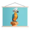 Papegaai - Koksmuts - Grappig - Vogel textielposter latten blank klein -3d