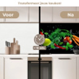Groente - Splash - Zwart keuken achterwand 2 middel -voor-na2_NL