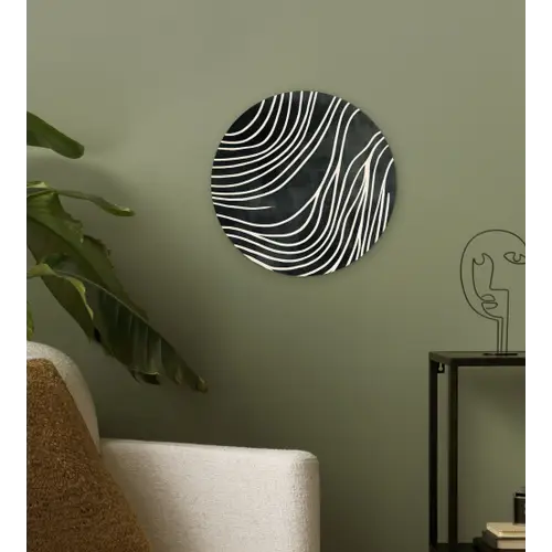 Lijnen - Patroon - Abstract - Wit Wandcirkel plexiglas klein -sfeer3