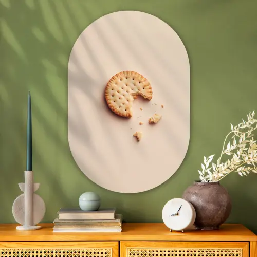 Koekje - Kruimels - beige Wandcirkel Ovaal Glas middel -sfeer2