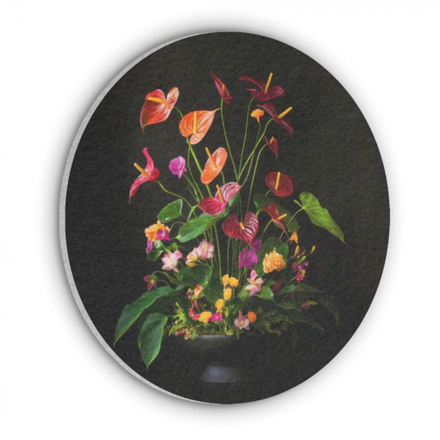 Bloemen - Vaas - Kleurrijk Akoestische PET Vilt - Rond klein -3d