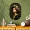Bloemenhoed - Portret - Vrouw Wandcirkel Ovaal Forex klein -sfeer2