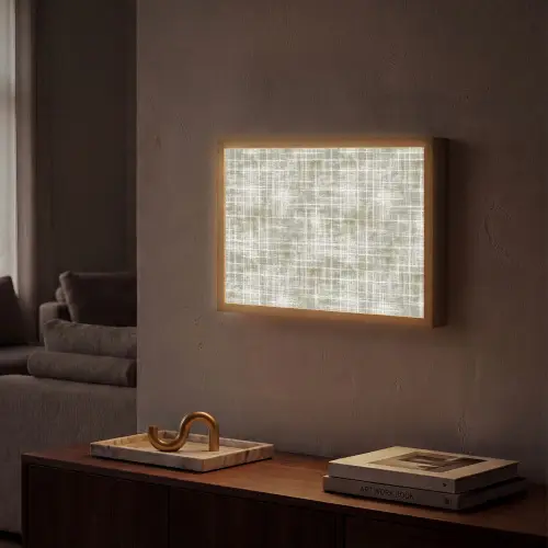 Linnen - Patroon - Groen Light Box met batterij (Wandlamp) middel 907 -sfeer1