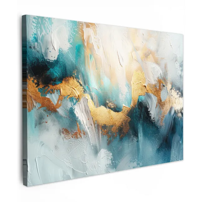 Tableau sur toile - Abstrait - Art - Or - Bleu