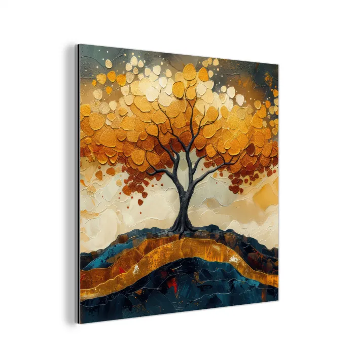 Boom - Natuur - Goud - Modern aluminium wit klein -3d