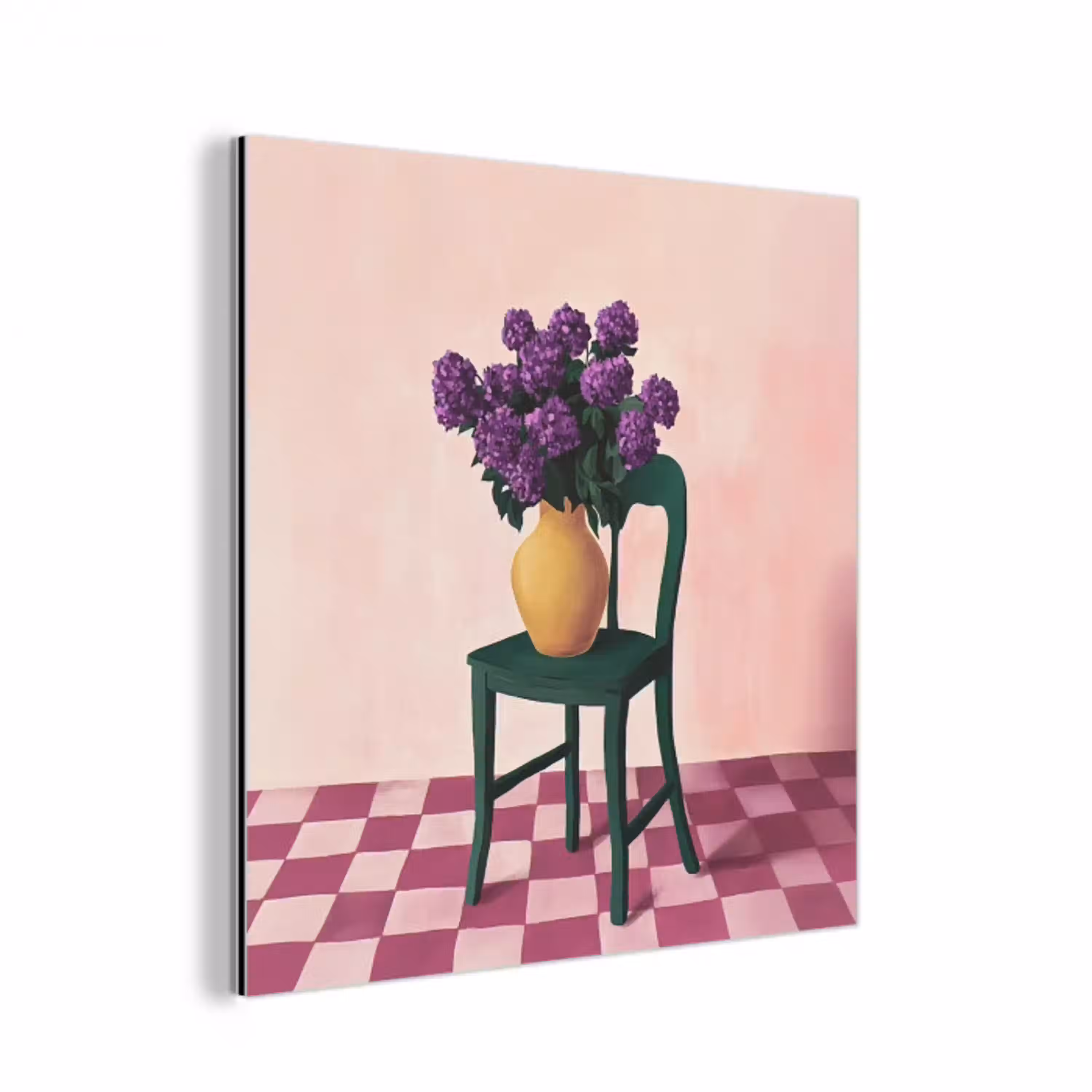 Stoel - Vaas - Bloemen - Geblokt aluminium wit klein -3d