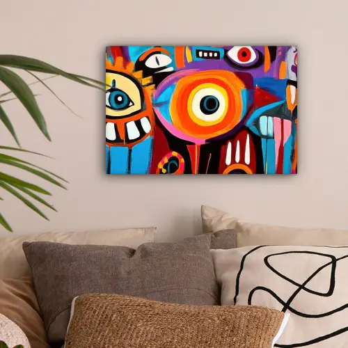 Abstract - Gezicht - Kleurrijk canvas 2cm klein -sfeer1