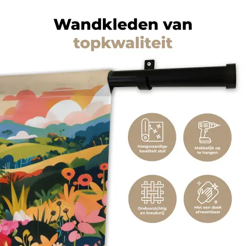 Zonlicht - Heuvels - Wolkenlucht Wandkleed katoen klein -sfeer2