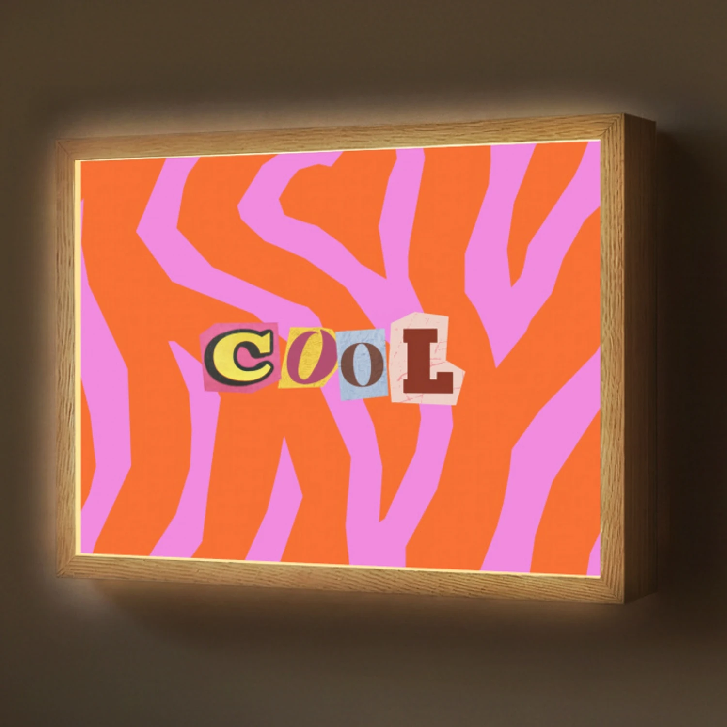 Zebraprint - Grafisch - COOL - Oranje Light Box met batterij (Wandlamp) middel -z3d_website