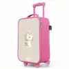 Pony omringd door stippen in beige kleuren Kinderkoffer - Roze klein -productfoto_schuin