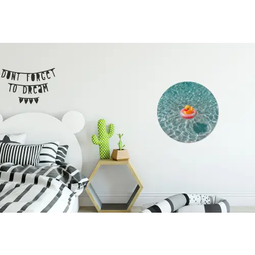 Badeend - Zwemband - Geel Wandcirkel aluminium klein -kinderkamer