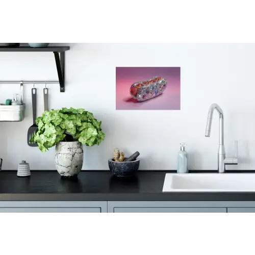 Hotdog - Steentjes - Glitters - Paars Muursticker klein -keuken
