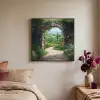 Doorkijk - Landschap - Bloemen - Pad - Uitzicht Textielframe zwart klein -sfeer1