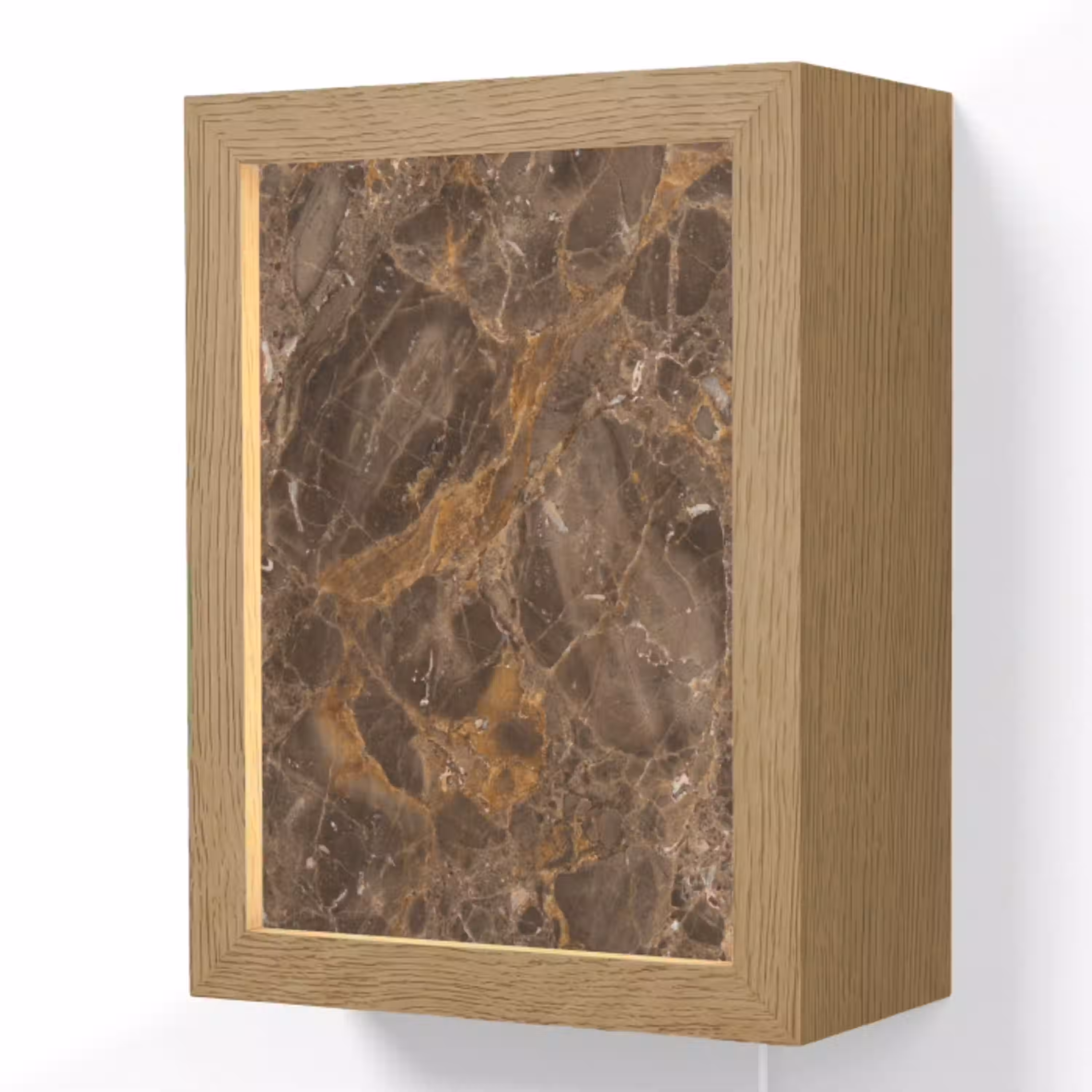 Marmer - Patroon - Natuur - Bruin - Goud Light Box met kabel (Wandlamp) klein -3d