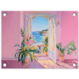 Roze - Buiten - Verf tuinposter los doek klein -3d