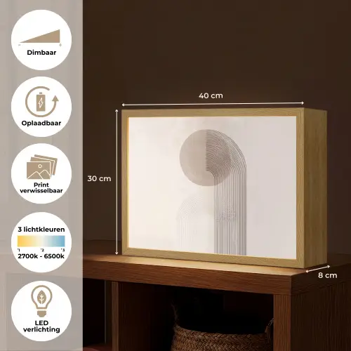 Minimalistisch - Cirkel - Lichtgrijs Light Box met batterij (Wandlamp) middel -USP_websiteoverzichtNL