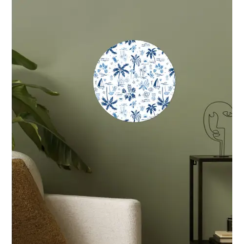 Zee - Strand - Blauw - Wit Wandcirkel behangsticker klein 186 -sfeer2