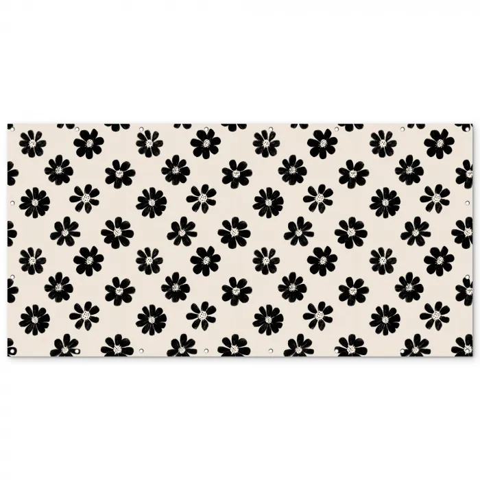 Grafisch - Madeliefjes - Zwart - Beige Balkonbeschermer Duitsland klein 596 -zz_3d