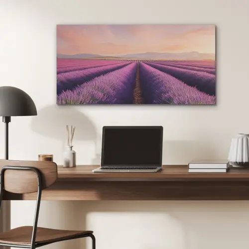 Lavendelveld - Zonsondergang - Paars - Bloemen PET vilt middel -sfeer5