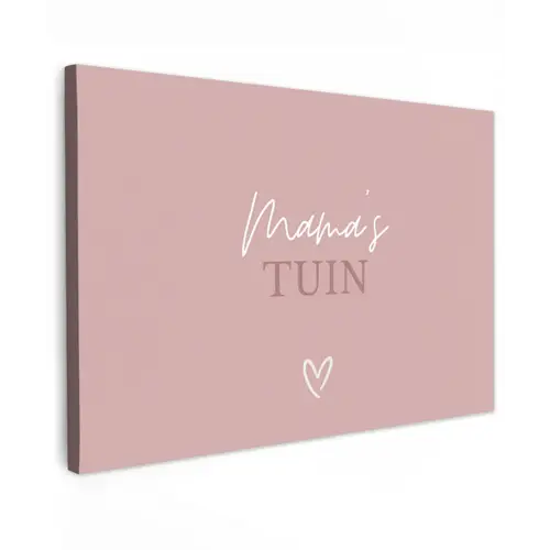 Mama's Tuin met Hart Tuinposter op houten frame 2 cm dik klein -3d