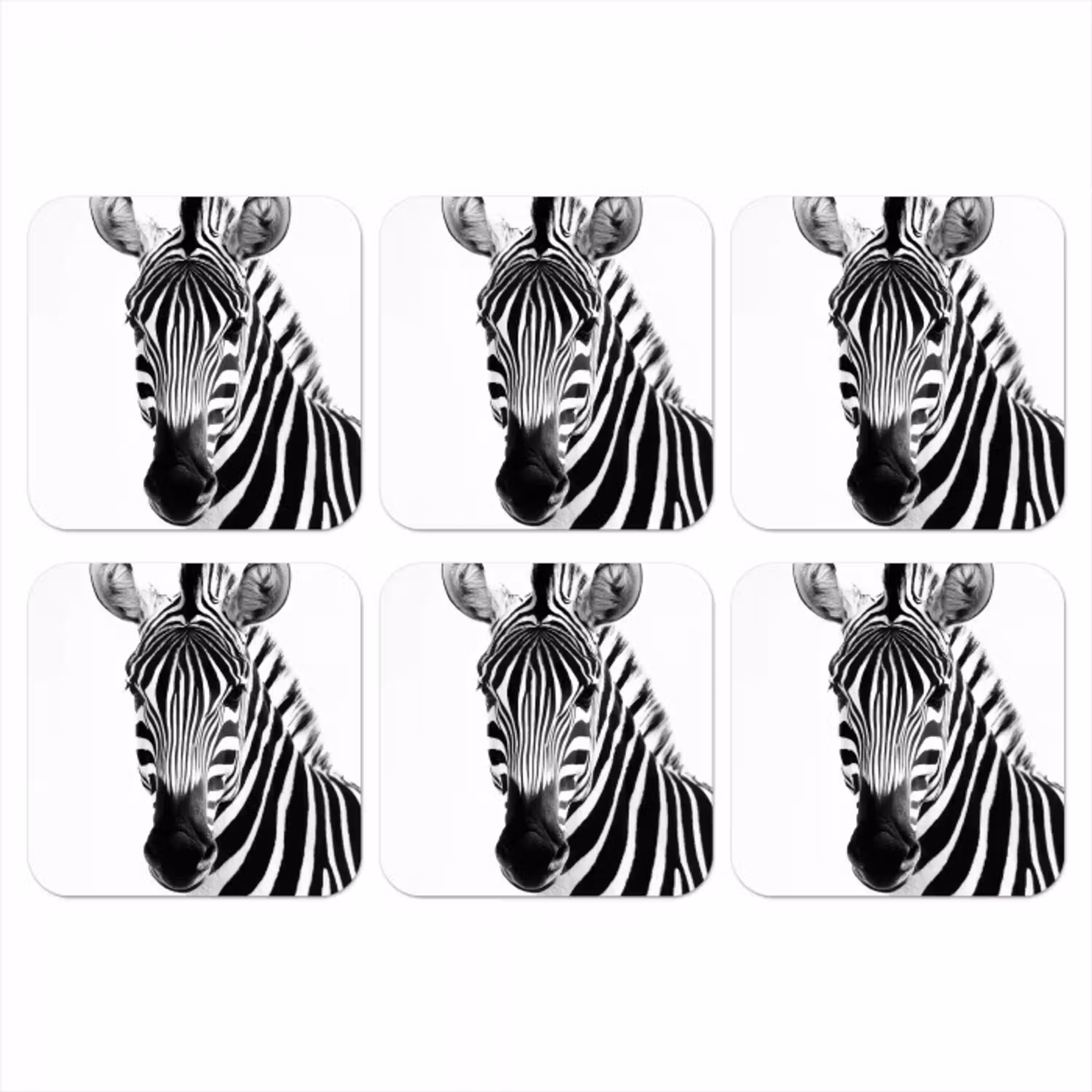 Zebra - Close-up - Zwart - Strepen onderzetter kurk middel -3d